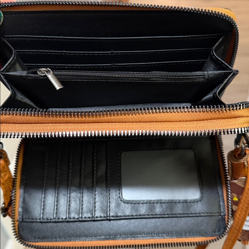 SAM & HADLEY Elegant Brown Vegan Leather Clutch/Crossbody Bag with Tassel - Picture 15 of 15